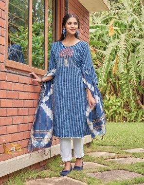 blue top - viscose rayon with work | pent - cotton | dupatta - chanderi silk fabric embroidery work casual 