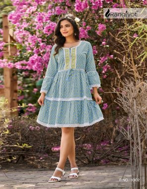 sky blue soft cotton print with cotton lace | length - 38 to 40 fabric printed work ethnic 