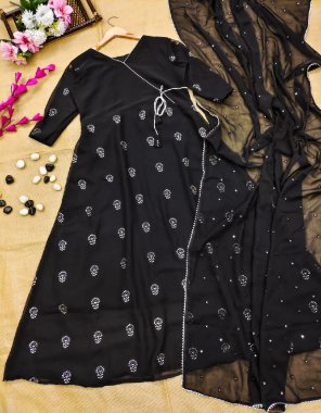 black georgette with complete linning | length - 52 
