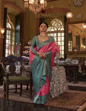 pink kanjeevaram silk blend ethnic motif paisley woven design fabric weaving work festive 
