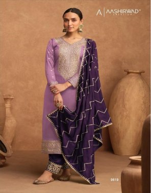 purple top - premium silk with silk santoon inner | bottom - premium silk | dupatta - premium silk  fabric embroidery work casual 