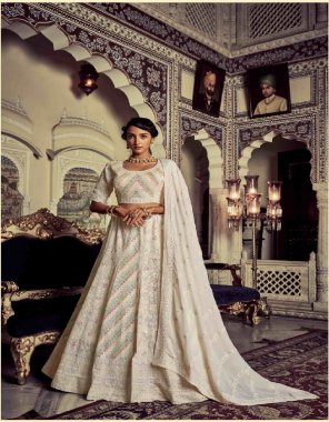 white blouse & lehenga & dupatta - georgette & soft net | size - upto 42 inches bust & waist  fabric sequance work casual 