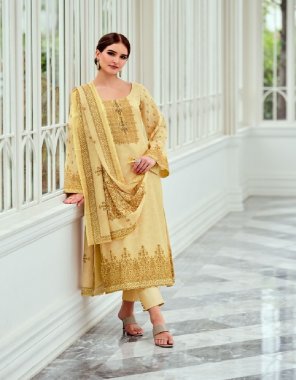 yellow top - digital karachi cotton | bottom - cotton soild | dupatta - digital cotton silk  fabric printed work ethnic 