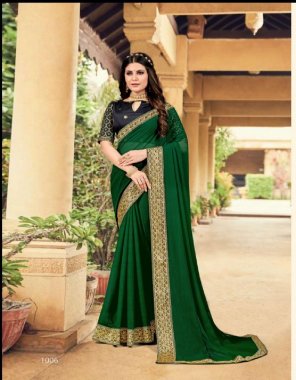 dark green vichitra silk multi and swaroski work with unstitched blouse piece fabric swaroski work work casual 