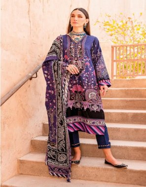 navy blue top - cotton with self embroidery | bottom - cotton soild | dupatta - cotton mal mal print ( pakistani copy ) fabric embroidery work ethnic 