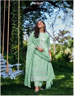green top - pure cotton khadi block print with embroidery on neck daman & sleeves | bottom - pure cotton | soild color with embroidery and print patti | dupatta - pure mal mal block khadi print with fancy placement embroidery and latkan fabric embroidery work party wear 