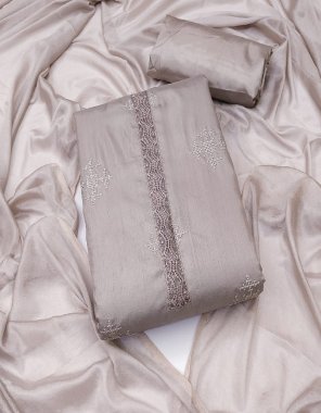 silver top - coco silk 2 m | bottom - cotton 2 m | dupatta - chinon 2.15 m fabric embroidery work casual 