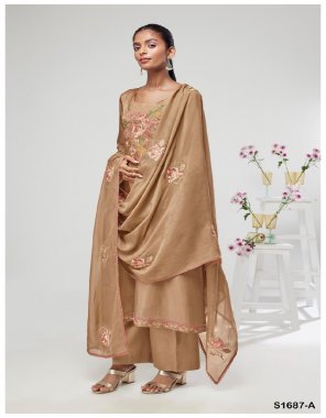 brown top - premium bemberg habutai silk soild with embroidery and hand work and lace | bottom - premium cotton satin soild color | dupatta - finest organza soild with embroidery & four side lace fabric embroidery work ethnic 
