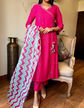 pink cotton | kurta length - 48 | pant length - 38 | dupatta - 2.1  fabric printed work casual 
