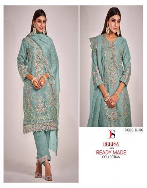 sky blue top - organza with embroidery & khatli work with inner | bottom - viscouse silk | dupatta - net with embroidery ( pakistani copy ) fabric embroidery work festive 