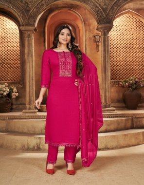 pink top - viscose with fancy embroidery work and cut work organza lace | bottom - heavy airjet rayon with embroidery organza cut work lace pant |  dupatta - naznin with heavy dupatta work and four side lace border fabric embroidery work ethnic 