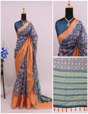 rama handloom soft silk with zari border fabric printed work party wear 