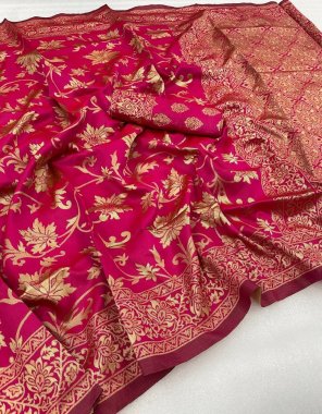 pink banarasi soft silk fabric weaving work ethnic 