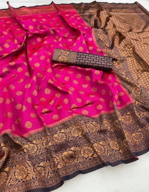 pink banarasi soft silk fabric weaving work festive 