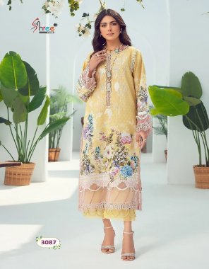 yellow top - cotton print with patch embroidery | bottom - semi lawn | dupatta - cotton ( pakistani copy ) fabric embroidery work ethnic 