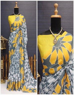 yellow heavy vichitra silk | blouse - vichitra silk digital printed fabric digital printed work festive 