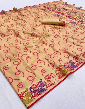 yellow kanchi paithani silk fabric weaving work casual 