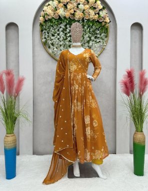 yellow top - faux georgette handwork | inner - micro | pant - micro | size - full stitch upto 44 with elastic | dupatta - faux georgette sequance four side lace border  fabric handwork work ethnic 