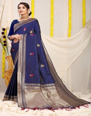 navy blue kanchipuram pure silk handloom with pure jari fabric weaving work festive 