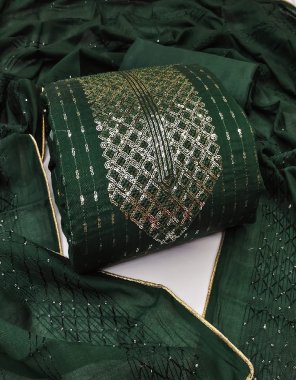 dark green top - heavy modal sequance neck embroidery ( 1.9 m ) | inner - santoon ( 1.6m ) | bottom - santoon ( 2 m) | dupatta - dyable crosset work ( 2.1 m)  fabric embroidery work festive 