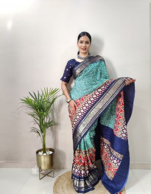 sky blue saree - crush dolla silk foil work printed pallu | size - free size (  30 to 44 adjustable ) | blouse - running blouse ( unstitched )  fabric printed work festive 