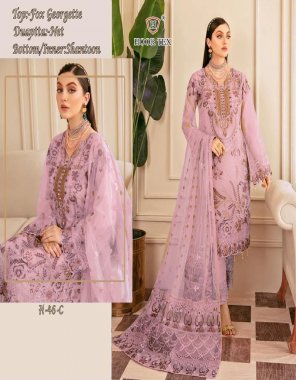 pink top - fox georgette | bottom - santoon ( patch work ) | inner - santoon | dupatta - heavy net with embroidery sequance work | size - 56 ( 8xl) fabric embroidery work casual 