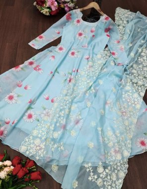 sky blue soft organza | complete linning ( heavy micro ) | length - 52