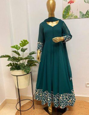 green georgette | complete linning embroidery | viscose threads | sleeves length - 22