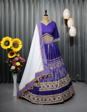 navy blue lehenga - butter silk digital printed with real mirror work | inner - silk | length - 42 -44 inch | flair - 6m ( double layer flair ) | type - stitched | choli - butter silk digital printed | size - unstitched 1.20m fabric | dupatta - buttersilk with digital print with fancy latkan lace & rewet moti work ( 2.20m) fabric digital printed work casual 