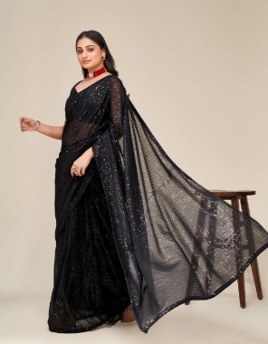 black saree - georgette sequance embroidery | blouse - heavy banglori sequance embroidery fabric sequance work festive 