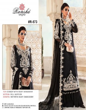 black top - georgette heavy embroidery | bottom - dull santoon | dupatta - net embroidery  fabric embroidery work festive 