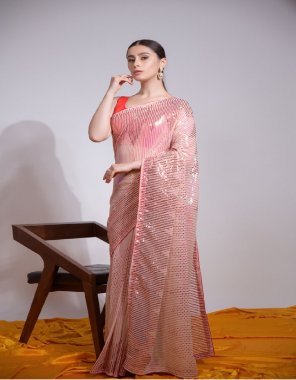 pink saree - soft georgette sequance embroidery | blouse - mono banglory silk fabric sequance work ethnic 