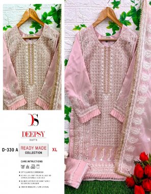 pink top - pure organza with embroidery khatli work inner | bottom - viscose silk | dupatta - pure organza with embroidery  fabric embroidery work party wear 