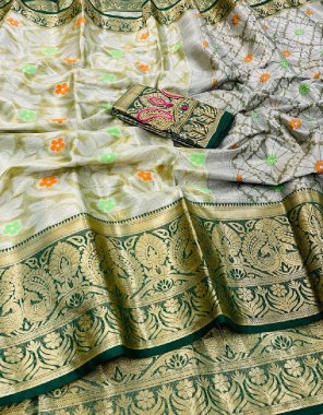 dark green tissue silk with sworashki work fabric weaving work festive 