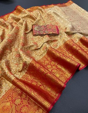 orange tissue silk with sworashki work fabric weaving work casual 