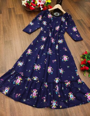 navy blue fox georgette | complete linning | length - 50 