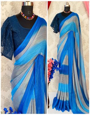 sky blue saree - pure chinon with seqaunce work | blouse - georgette with sequance work | size - 38 upto 42 inches fabric digital printed work ethnic 