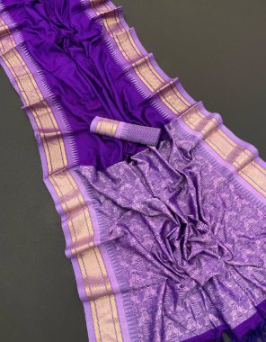 purple khann saree fabric weaving work festive 