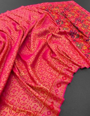 pink kanchipuram soft silk fabric weaving work ethnic 