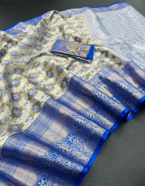 navy blue tissue silk with sworashki work  fabric weaving work party wear 