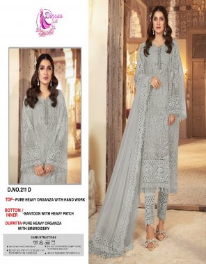 grey top - organza embroidered with pearl work | dupatta - organza with aplique and peral work | inner - santoon | bottom - santoon with work  fabric embroidery work festive 