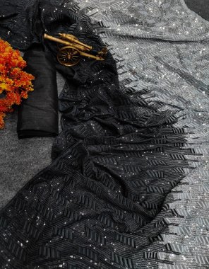black saree - soft georgette sequance worked | blouse - mono banglory silk  fabric sequance work casual 