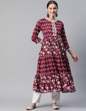 rani cotton printed | kurti length - 48 inch fabric printed  work festive 