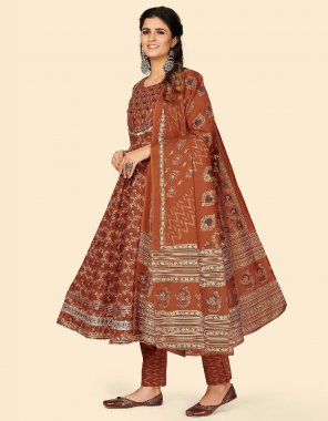 orange kurti - cotton | kurti length - 48 inch | bottom - cotton | bottom length - 38 inch | dupatta - cotton 2.20 m fabric printed work party wear 