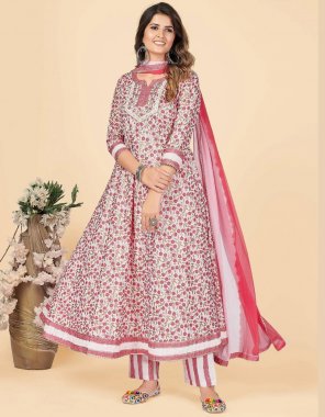 pink kurti - cotton | kurti length - 53 inch | bottom - cotton | bottom length - 38 inch | dupatta - cotton 2.20 m fabric printed work festive 