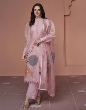 pink kurti - organza | kurti length - 44 inch | bottom - organza | bottom length - 38 inch | dupatta - organza 2.20 m fabric embroidery work ethnic 
