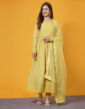 yellow kurti - silk | kurti length - 45 inch | bottom - victoria silk | bottom length - 38 inch | dupatta - organza 2.20 m fabric pigment print work casual 
