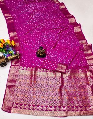 pink dola soft silk bandhej fabric weaving work ethnic 