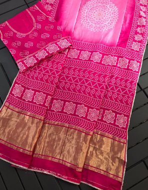pink soft weave handmade bandhej cotton silk  fabric weaving work festive 
