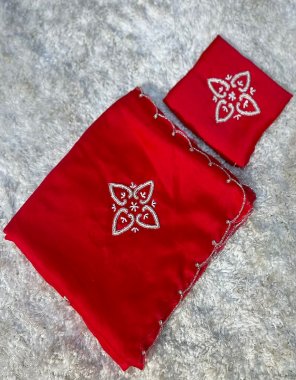red rangoli silk handcrafted pearl work | blouse - rangoli silk matching blouse fabric handcrafted work festive 